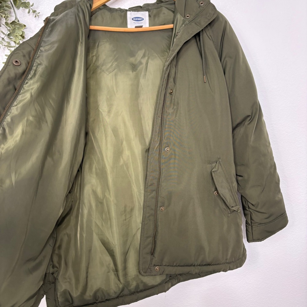 Old Navy Womens Green Fur Hood Winter Coat Size‎ Medium - Picture 5 of 8